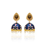 Blue Enamel Painted Pearl Stone Earring Jhumka