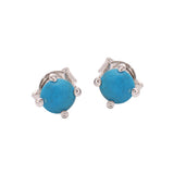 Round Silver Turquoise Gemstone Earring