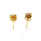 Oval Shaped 9k Yellow Gold Blue Sapphire Gemstone Stud Earring