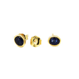 9 Carat Gold Natural Blue Sapphire Gemstone Oval Sahped Stud Earring