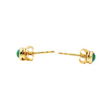 9k Yellow Gold Natural Emerald Round Cut Healing Gemstone Stud Earring