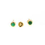 9k Yellow Gold Natural Emerald Round Cut Healing Gemstone Stud Earring