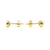 9 Carat Yellow Gold Natural Ruby Oval Cut Gemstone Earring