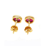 9 Carat Yellow Gold Natural Ruby Oval Cut Gemstone Earring
