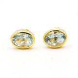 9k Yellow Gold Natural Aquamarine Gemstone Stud Earring