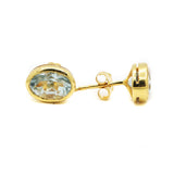 9k Yellow Gold Natural Aquamarine Gemstone Stud Earring