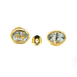 9k Yellow Gold Natural Aquamarine Gemstone Stud Earring