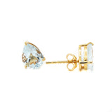 Handmade 9 Carat Natural Aquamarine Pear Shaped Gemstone Stud Earring