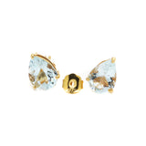 Handmade 9 Carat Natural Aquamarine Pear Shaped Gemstone Stud Earring