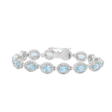 Natural Blue Topaz & CZ Stone Bracelet