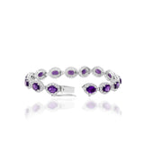 Purple Amethyst Gemstone & CZ Stone Bracelet