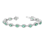 Natural Emerald Gemstone & CZ Stone Bracelet