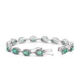Natural Emerald Gemstone & CZ Stone Bracelet