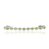 Natural Peridot Gemstone & CZ Stone 925 Silver Bracelet
