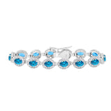 Swiss Blue Topaz Gemstone & CZ Stone Bracelet