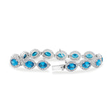 Swiss Blue Topaz Gemstone & CZ Stone Bracelet