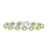 Green Peridot Gemstone & CZ Stone Bracelet