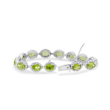 Green Peridot Gemstone & CZ Stone Bracelet