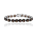 925 Silver Oval Smoky Topaz Gemstone Bracelet