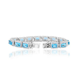 925 Silver Blue Topaz And CZ Stone Bracelet