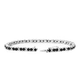 925 Silver Round Blue Sapphire Gemstone Bracelet