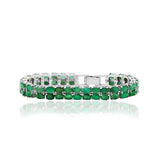 925 Silver Natural Emerald Gemstone Bracelet