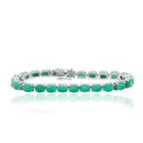 925 Silver Oval Shape Emerald Gemstone Bracelet