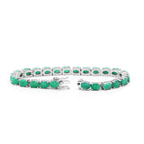 925 Silver Oval Shape Emerald Gemstone Bracelet