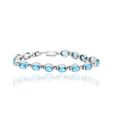 925 Silver Oval Blue Topaz Gemstone Bracelet