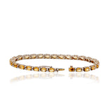 Golden Citrine Gemstone & CZ Stone 925 Silver Bracelet