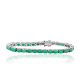 925 Solid Silver Natural Emerald Gemstone Bracelet