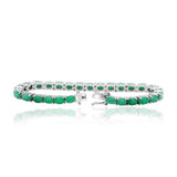 925 Solid Silver Natural Emerald Gemstone Bracelet