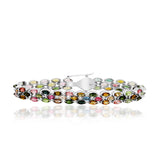Natural Tourmaline Gemstone Silver Bracelet