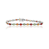 Natural Multi Sapphire Gemstone 925 Silver Bracelet