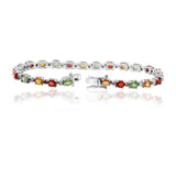 Natural Multi Sapphire Gemstone 925 Silver Bracelet