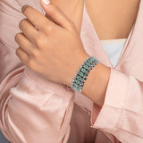 Silver Emerald & Diamond Thread Bracelet