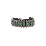 Silver Emerald & Diamond Thread Bracelet