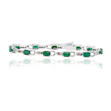 925 Silver Emerald And Diamond Bracelet