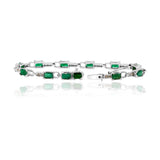 925 Silver Emerald And Diamond Bracelet