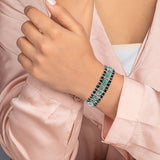 Natural Diamond & Emerald 925 Silver Thread Bracelet