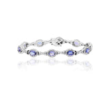 Natural Tanzanite Gemstone Solid Silver Bracelet