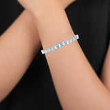 925 Silver Marquise Blue Topaz Gemstone Bracelet