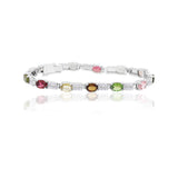Multi Gemstone & Cubic Zirconia Silver Bracelet
