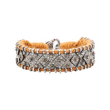 925 Silver Natural Diamond Brown Thread Bracelet