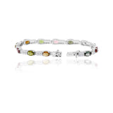 Multi Gemstone & Cubic Zirconia Silver Bracelet