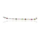 Multi Gemstone & Cubic Zirconia Silver Bracelet