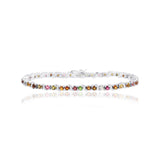 Natural Multi Gemstone 925 Sterling Silver Bracelet