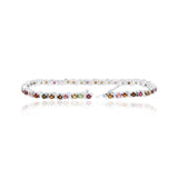 Natural Multi Gemstone 925 Sterling Silver Bracelet
