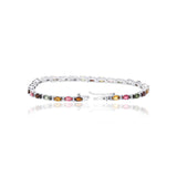 Silver Cubic Zirconia & Natural Multi Gemstone Bracelet