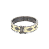 Natural Blue Sapphire Gemstone And Diamond Enamel 925 Sterling Silver Bracelet